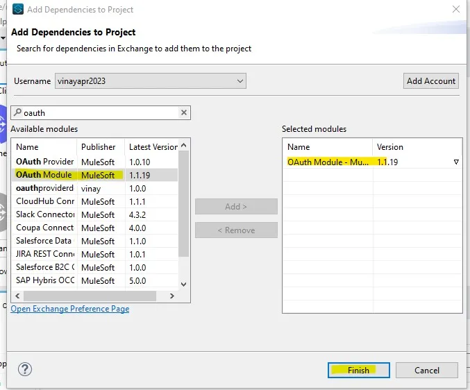Create Client operation from Mule palette & OAuth2 Provider Config