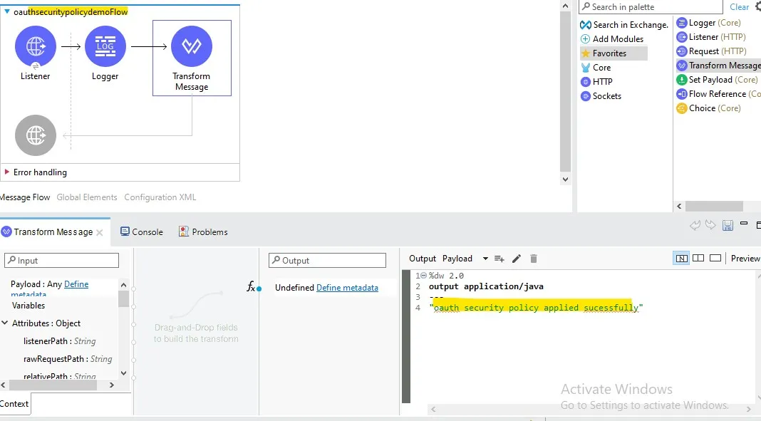 Sample Mule Application Flow in Anypoint Studio
