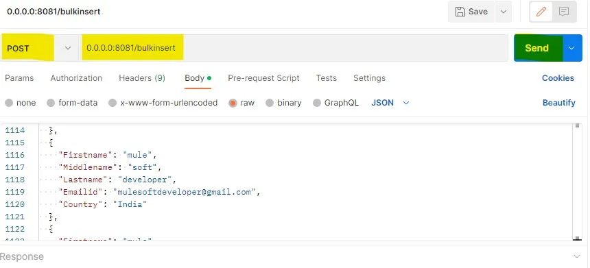 Executing POST Request from Postman with JSON Array Payload