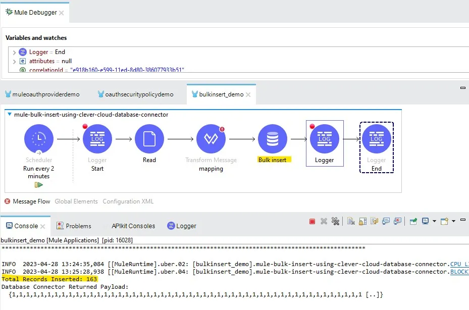 phpMyAdmin Table displaying 163 inserted records